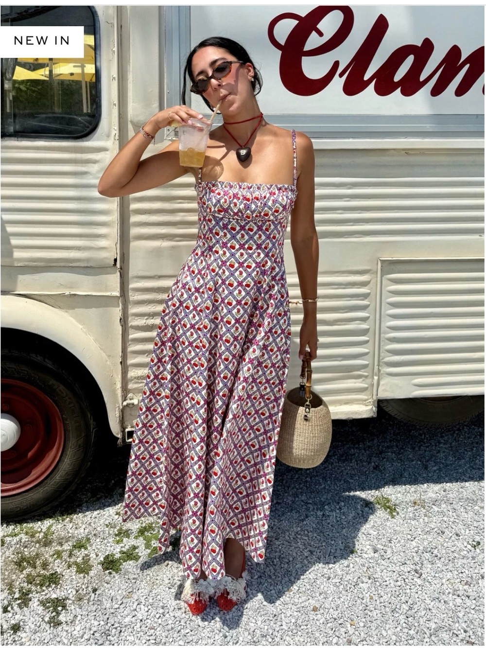 NWT-Hill House- The Maisie Dress-XS- Diamond Cherries Cherry Red